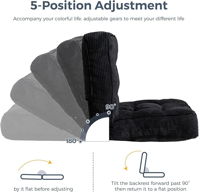 MAXYOYO Adjustable Floor Chair, Single Couch Recliner, Gaming Floor Meditation Chair with Tufted Cushion, Comfortable and Versatile Seating Lounge Couch for Adults - Bloomnest