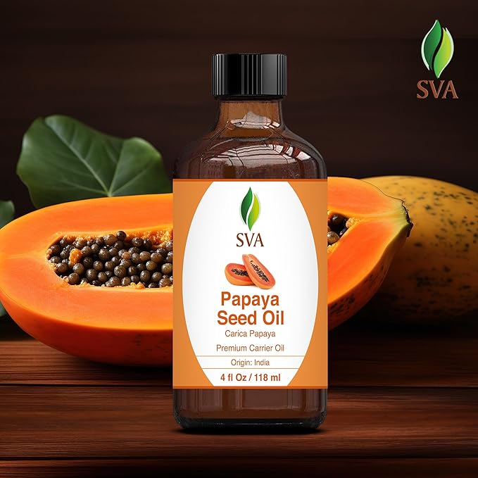 SVA Papaya Seed Oil - 4 Fl Oz – 100% Natural Cold Pressed Papaya Oil - for Face, Skin Care, Hair Care, Scalp Massage & Body Massage – Carrier Oil with Dropper - Bloomnest