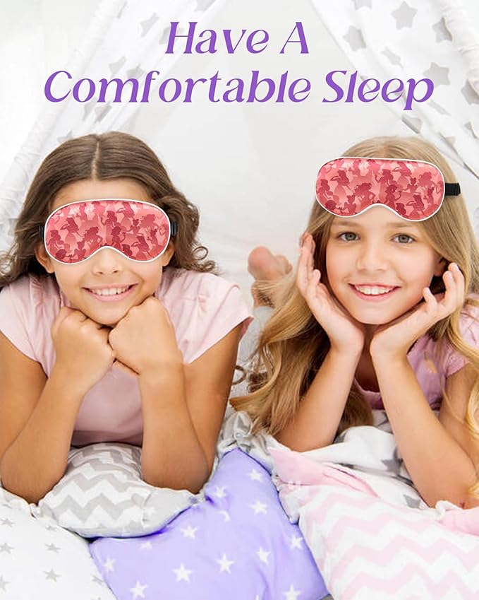 Silk Sleep Mask for Kids - Cute Cartoon Eye Cover for Boys Girls Teens With Soft Smooth Adjustable Straps, Princess Shadow - Bloomnest