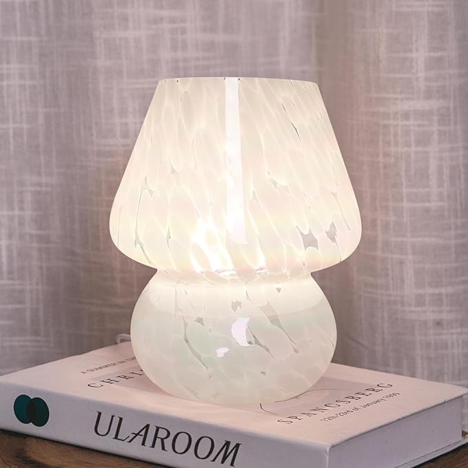 USB Plug-in Mushroom Lamp Small Bedside Table Lamp with 3 Temperature LED Bulb, Free Dimming Nights Light for Bedroom/Living Room/Entryway/Corner Decor or New Home Gift(Rainbow White) - Bloomnest