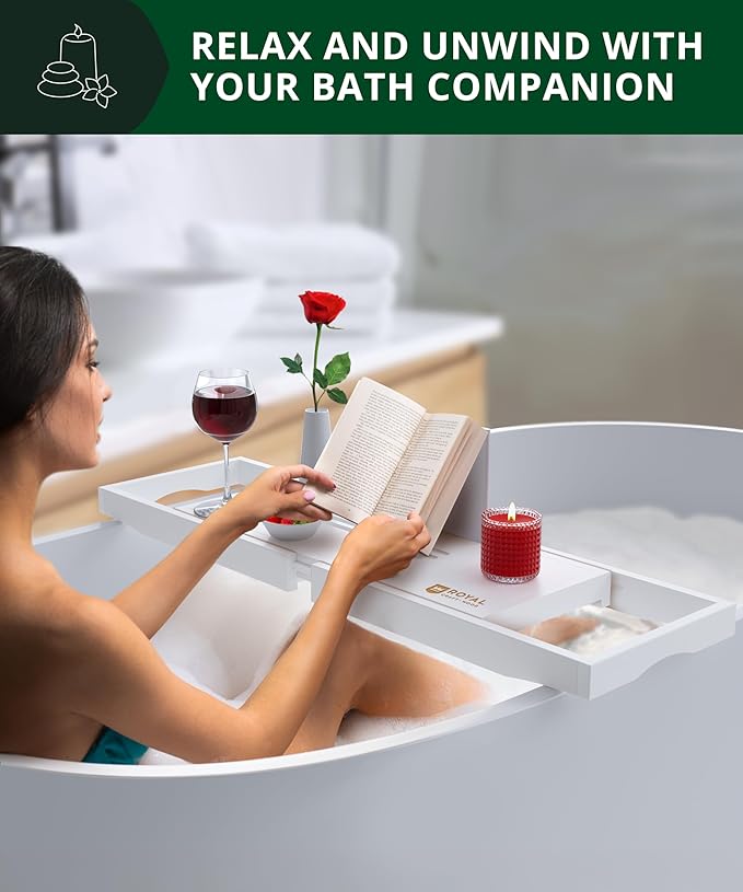 ROYAL CRAFT WOOD Premium Bathtub Tray - Expandable Bath Tray for Tub - Luxury Bathtub & Bathroom Accessories - Bloomnest