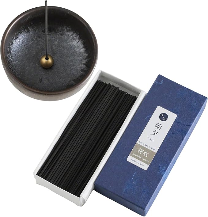 Asayu Japan Low Smoke Incense Gift Set with Incense Holder and Brass Stand, Japanese Garden Incense Sticks with Zen Holder - Bloomnest