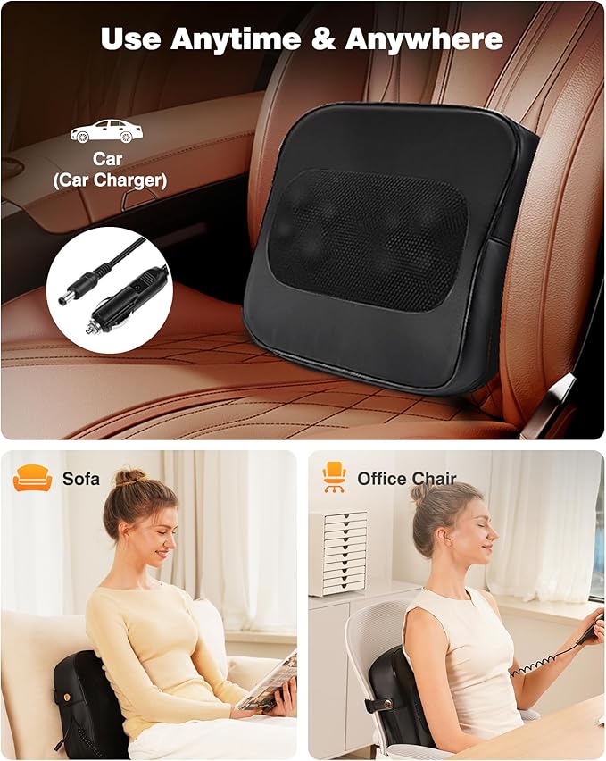 Back Massager with Heat-Shiatsu Massagers for Neck and Shoulder Pain-3D Kneading Massage for Lower Back/Neck/Leg Pain Relief-Lumbar Support Pillow for Office Chair-Chirstmas Gifts for Mom Dad - Bloomnest