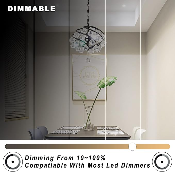 ALIDE Dimmable 5000k Daylight White LED Bulbs, Replace 40W E12 Halogen Equivalent, T6 Base 120V C7 LED Candelabra Bulbs 4W Bright White for Ceiling Fan Salt Lamp, 450lm, 10Pack - Bloomnest