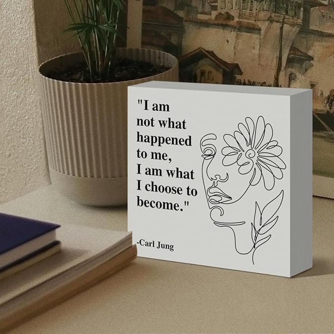 Therapy Office Desk Decor Wooden Box Sign, Mental Health Decor for Home School Counseling Decoration Mental Health Gift for Counselor Psychologist Therapist, I Am What I Choose to Become - Bloomnest