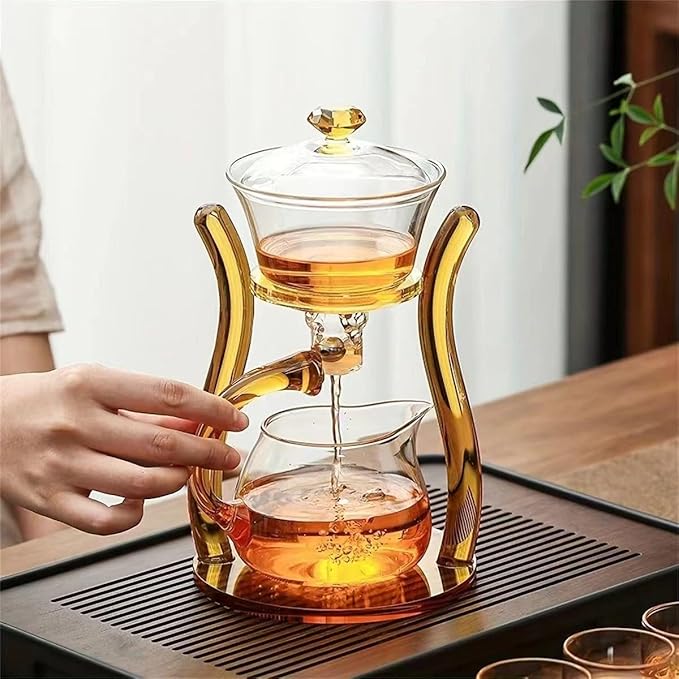 Semi Automatic Tea Set, Lazy Kungfu Tea Set, Lazy Kung Fu Drip Teapot, Magnetic Tea Pot With Magnetic Ball, Heat Resistant Gongfu Glass Teapot Set, Gift For Fathers Day, Thanksgiving Birthdays - Bloomnest