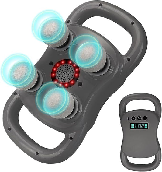 DEITY Massage Gun Deep Tissue, 4 Heads Handheld Electric Body Massager, Percussion Massager for Pain Relief, Perfect Gifts for Man Women, Grey - Bloomnest
