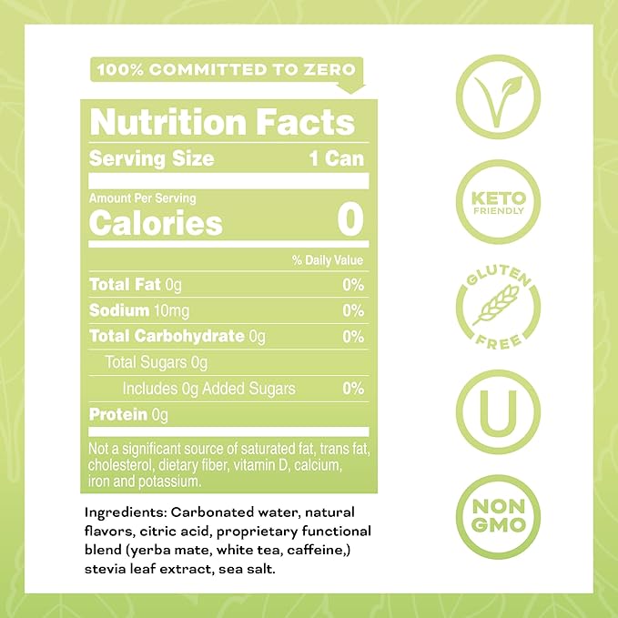 Yerbaé Energy Beverage Yuzu Lime - Lemon Lime Flavor. Energized by Yerba Mate. Naturally Caffeinated Plant-Based, Healthy Alternative to Coffee/Sugary Sodas Pack of 12, 16oz cans - Bloomnest