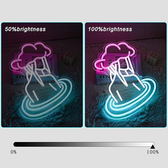 Lady Neon Signs for Wall Decor, Pink White Cloudy neon light LED Light Sign, USB Light Up Sign Neon with Dimmable Switch for Bedroom Birthday Party Decoration - Bloomnest