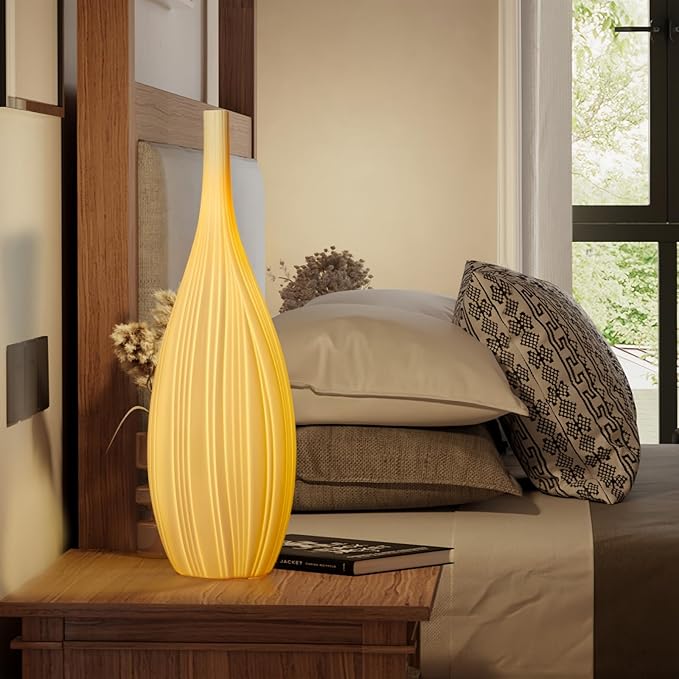 RONDURE 20.6" Modern Ceramic Table Lamp, Modern Bedside Lamps for Bedroom, Living Room and Nightstand, White Translucent Ceramic Shade, Warm Ambient Lighting, Home Decor - Bloomnest