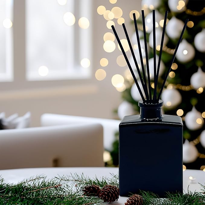 Urban Naturals Balsam Forest Reed Diffuser Oil Set – Fraser Fir, Evergreen, Pine, Woodsy Cedar and Sandalwood – 5 Ounce Sleek Black Rectangular Refillable Glass Bottle – Made in the USA UrbanNaturals