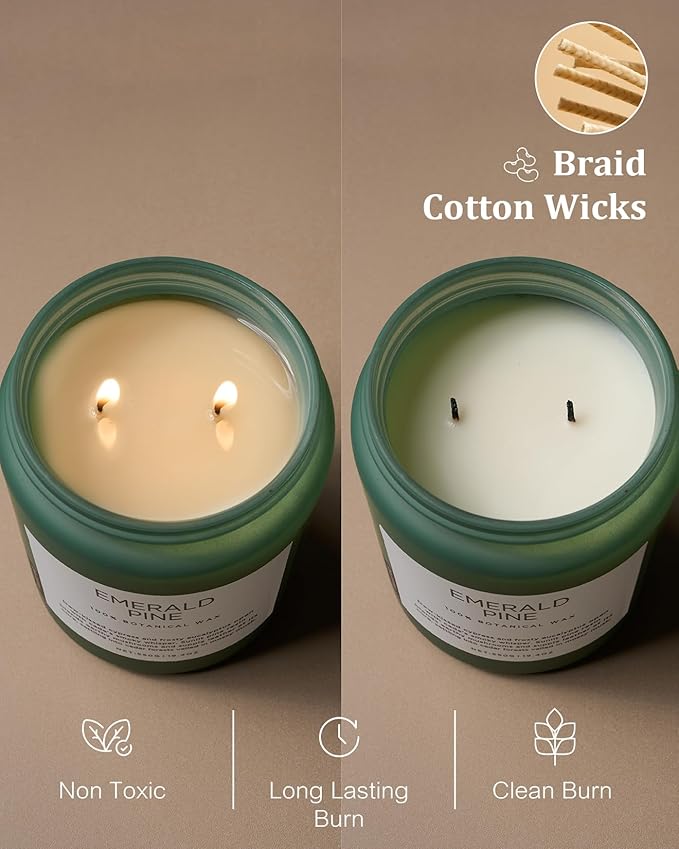 M&SENSE Pine Scented Candles Natural Soy Wax Clean Non Toxic 19.4oz 110 Hours Large Long Lasting Christmas Winter Scented 2 Wicks Candle Gift for Holiday & Family Friends Teachers - Bloomnest