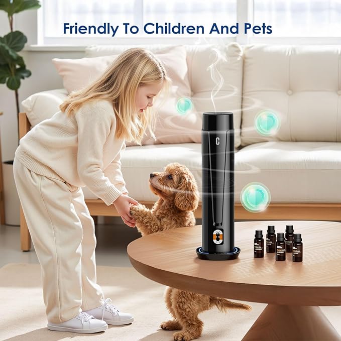 Waterless Scent Diffuser – 1200 Sq Ft Coverage, Essential Oil Diffuser with Remote Control, Quiet Aromatherapy Diffuser with LED Light & Timer, Scent Air Machine for Home, Office, Hotel - Bloomnest