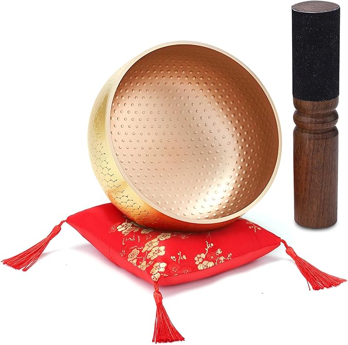 Tibetan Singing Bowl Set — Meditation Sound Bowl Handcrafted in Nepal, Long Lasting Sound for Deep Calming Relaxation, Meditation, and Sound Bowl Healing | Includes Mallet & Cushion(5") (4") - Bloomnest