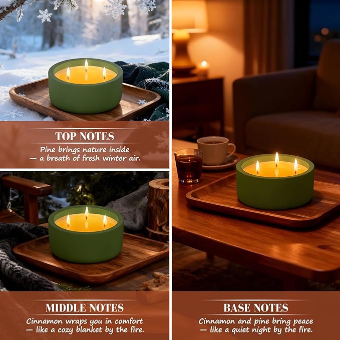 Viyffo Fall Candles - Winter Fir, 3 Wick Large Scented Candle, 20oz Soy Candles for Women & Men, Non Toxic Aromatherapy Candle, Ceramic Velas Perfect for Autumn Home Decor & Gift - Bloomnest