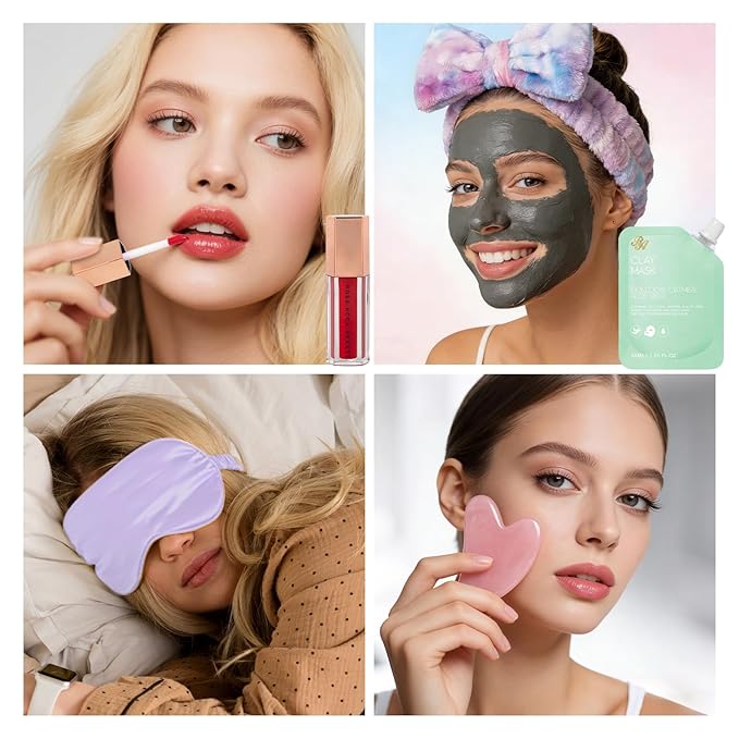 36 Pcs Valentines Day Gifts for Women , Hydrating Skin Care Kit, Bath and Body Gift Set, Face Sheet Mask, Leather Cosmetic Bag, Face Serum, Self Care Kit, Anniversary, Birthday, Mothers Day - Bloomnest