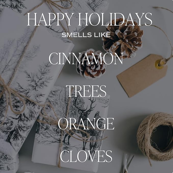 Sweet Water Decor Happy Holidays Candle - Apple Cider, Cinnamon, and Fresh Cut Christmas Tree Scented Candle for Home - 15oz Green Jar, 70+ Hour Burn Time, Made in The USA - Bloomnest