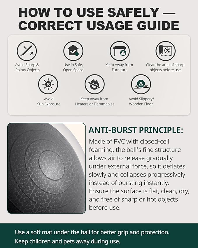 Trideer Exercise Ball for Yoga, Pilates & Fitness – Stability Ball Equipment for Home Gym & Office Chair, Core & Balance Training Accessories, Physical Therapy Equipment, Quick Pump Included, 5 Sizes - Bloomnest