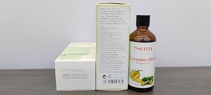PHATOIL 3.38FL.OZ Cucumber Melon Fragrance Oils for Aromatherapy, Essential Oils for Diffusers for Home, Perfect for Diffuser, Yoga, Skin Care, DIY Candle and Soap Making - 100ml - Bloomnest