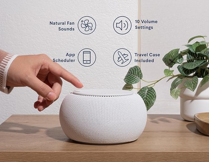 SNOOZ Pro - Smart White Noise Machine & Travel Case - Real Fan Inside, Non-Looping White Noise, Adjustable Tone & Volume - App-Based Remote Control & Sleep Timer (Cotton)
