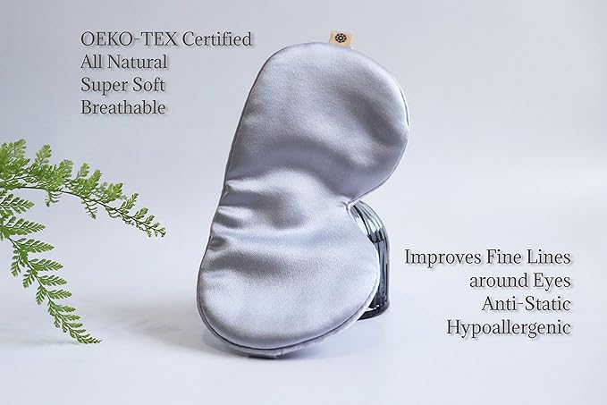 Premium Handcrafted 25 Momme Mulberry Silk Eye Mask for Sleeping (Silver Lining) - Bloomnest