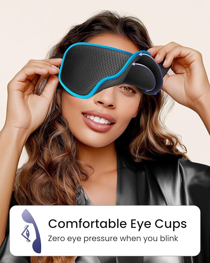 WAOAW Sleep Mask for Men Women: Blackout Eye Masks for Sleep - 3D Breathable Soft Comfortable Eye Mask for Travel - Adjustable Light Blocking Night Masks for Sleeping - Bloomnest