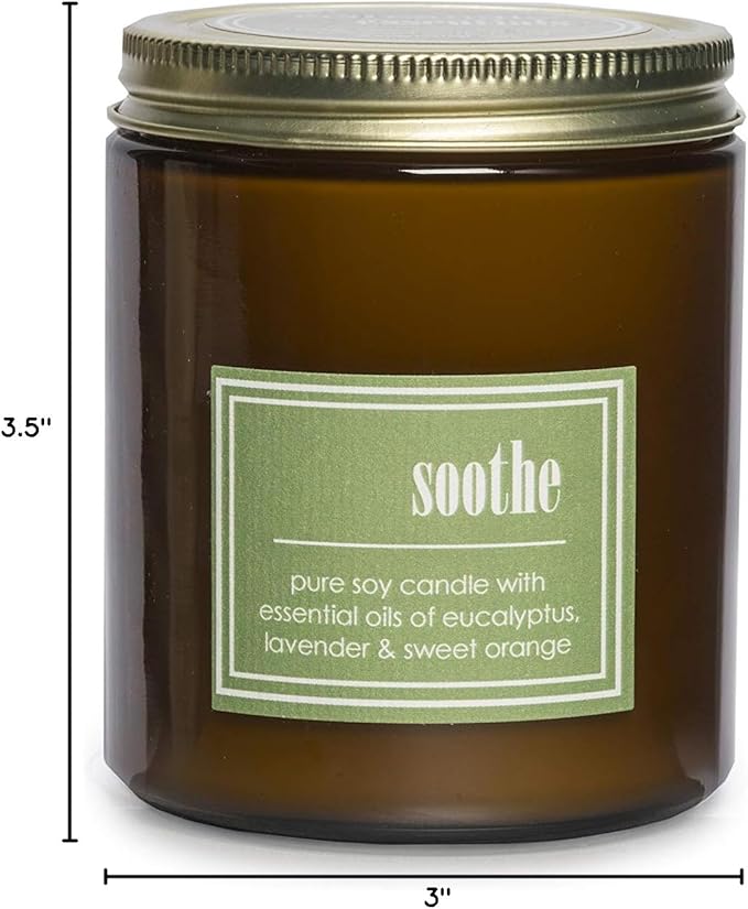 ECO CANDLE CO. Essentials Candle, Soothe, 8 oz. - Scents of Lavender, Eucalyptus, & Orange - 100% Soy Wax, No Lead, Hand Poured, Phthalate Free, Made from Midwest Grown Soybeans, All Natural Wicks - Bloomnest