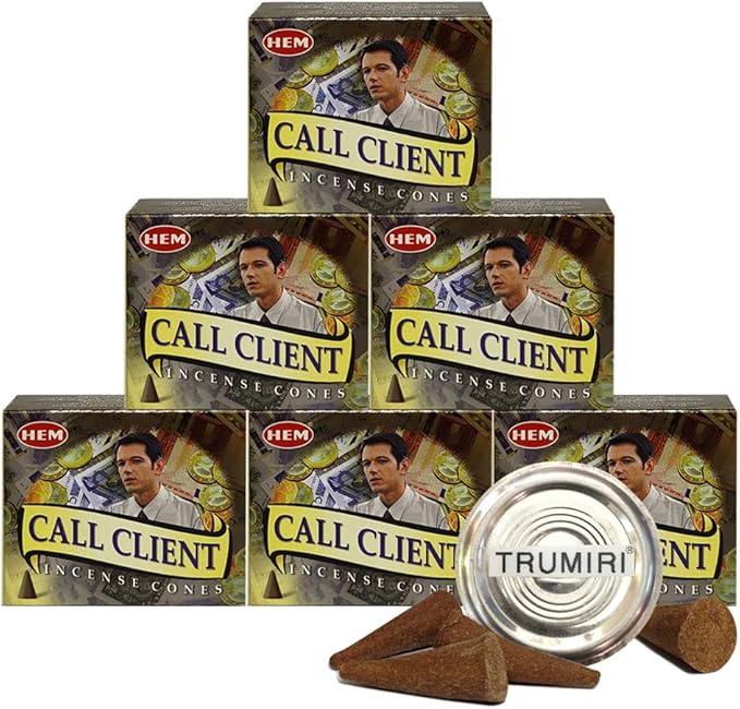 TRUMIRI Incense Cone Holder Bundle with Hem Call Clients Incense Cones - Pack of 6 (Approx 60 Cones) TRUMIRI