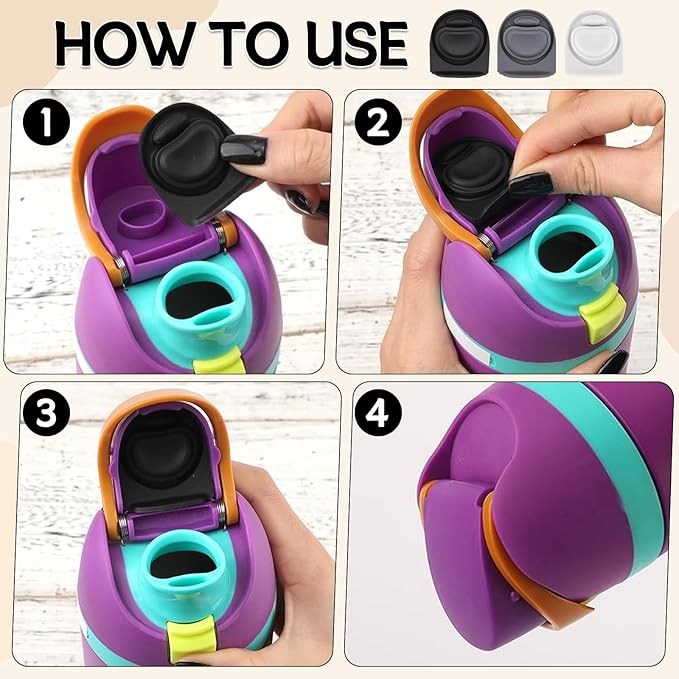 3pcs Replacement Rubber Stopper Seal Compatible with Owala FreeSip 24oz 32oz,Water Bottle Lid Cap Silicone Seal Parts for Owala 16/19/24/32/40oz Spout Gasket Mouthpiece Piece Accessories F7 Frokolla