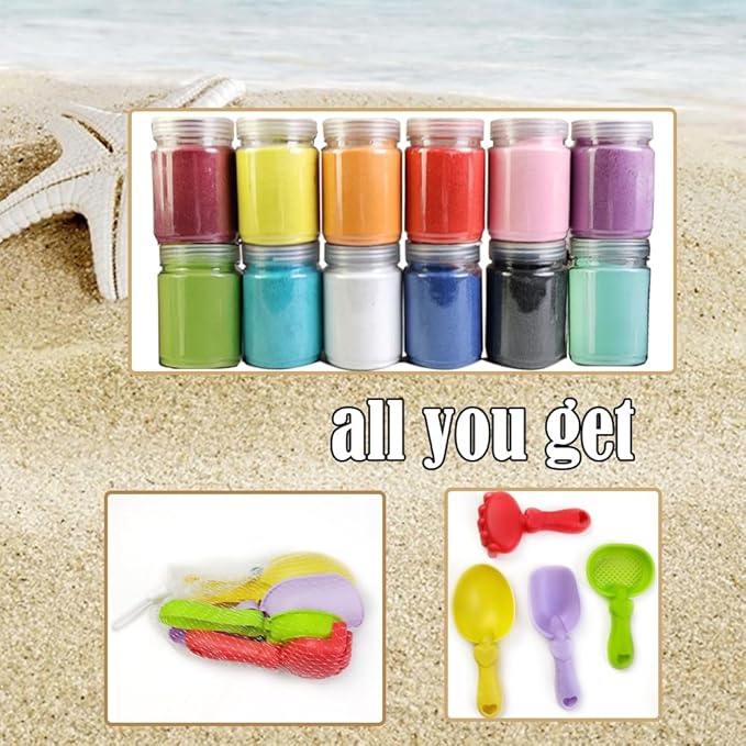 HappyFiller 12 Colors Art Sand Kits,Colorful Unity Sand for Wedding Ceremony,Crafts,DIY Drawing Paint,Sand Bottle Fillering,Vase Fillers,12 X 14 OZ Each - Bloomnest