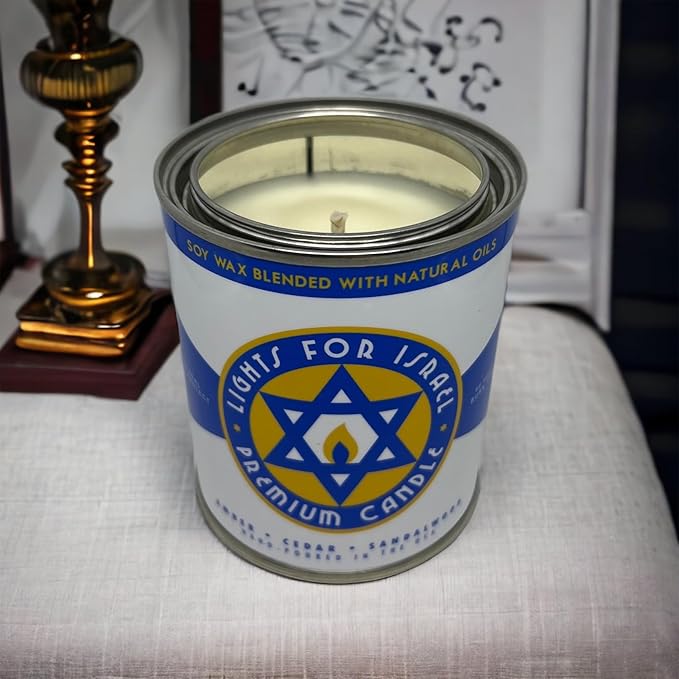 Long-Burning, One-Pint Premium Candles for Men | Vintage Inspired Oil Can Design | Soy Wax, Vegan Friendly, Made in The USA | Fury Bros. | Classically Cool (Lights for Israel) - Bloomnest