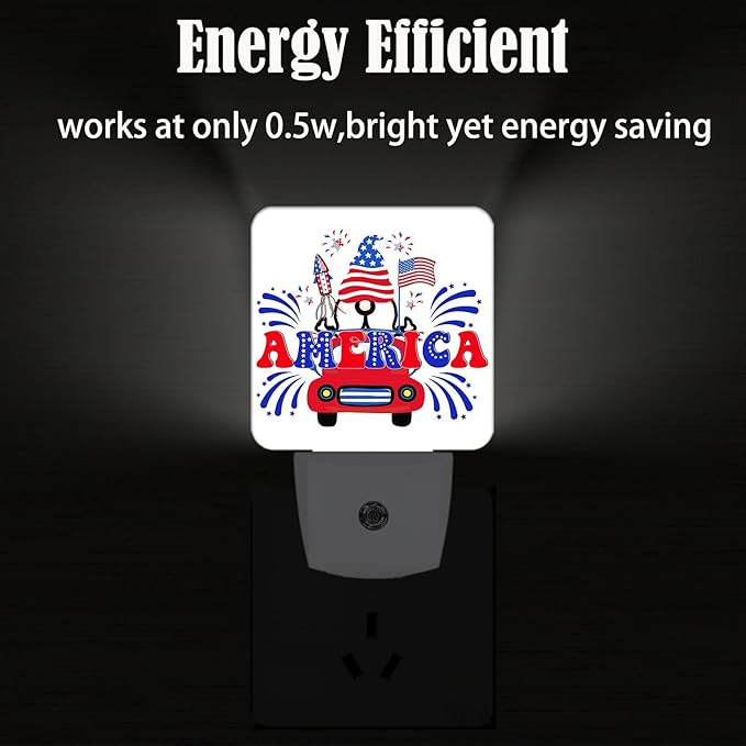 Happy Independence Day Night Light,Plug Into Wall with Dusk to Dawn Light Sensors, Warm Nightlights for Bedroom, Bathroom, Hallway, Kitchen, Gifts Ideal for Boys Girls Women Men - Bloomnest