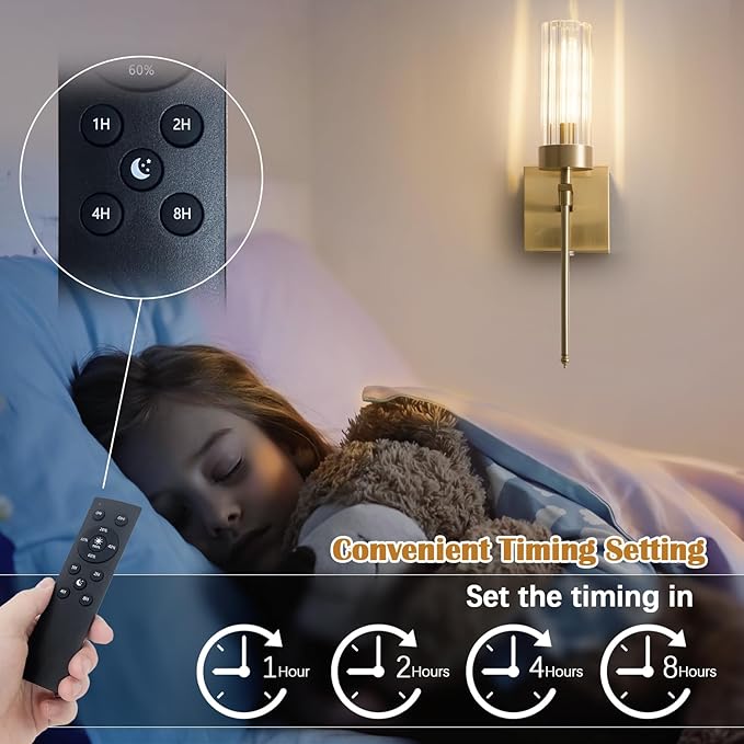 Battery Operated Wall Sconces Set of Two with Remote, Gold Rechargeable Wireless Wall Lights, Sconces Wall Decor Set of 2 Dimmable 2700K Battery Powered Sconce for Bathroom Living Room Hallway - Bloomnest