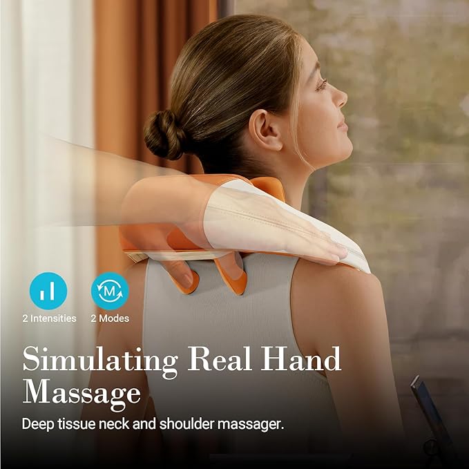 Shiatsu Neck Massager with Heat - Ideal Gift for Women,Men,Cordless 4D Expert Neck Shoulder Massage for Pain Relief,Upgarded Kneading Massager for Muscle Relaxation