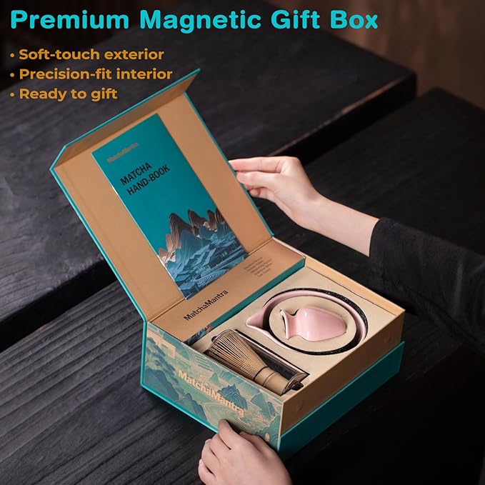 Premium Matcha Ceremony Set – Complete 9-Pcs Ritual Kit – Presented in Luxury Magnetic Gift Box, Perfect for Gifting or Self-Care (Sakura Pink) - Bloomnest