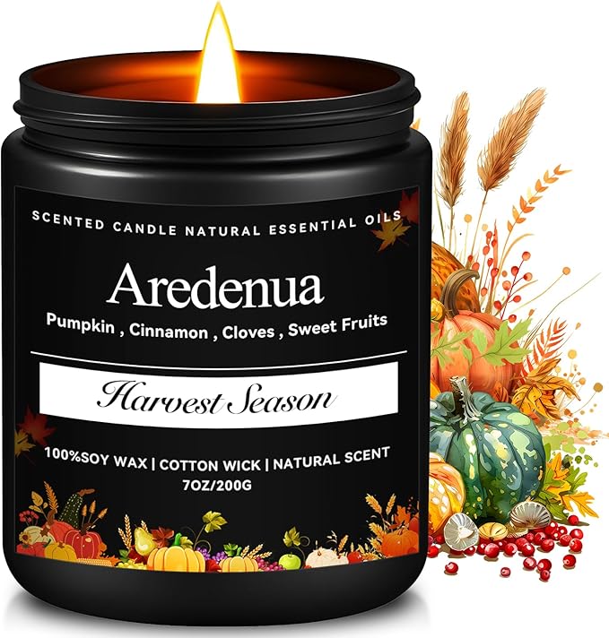 Harvest Season Candle | Thanksgiving Candle for Season Celebration - Hoilday Soy Candles for Home Scented - 7 oz Autumn Scented Candles, Thanksgiving & Christmas Gifts for Women Men - Bloomnest