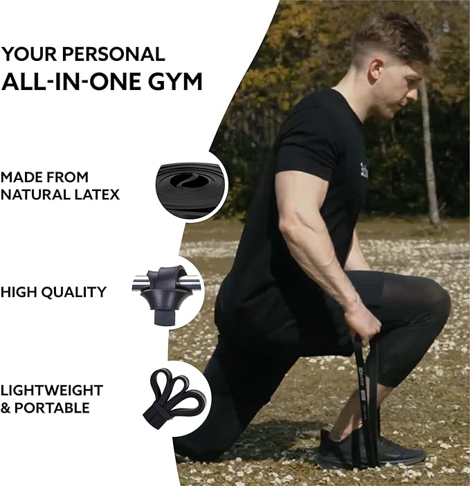 3DActive Pull Up Assist Band - Resistance Band for Strength Training, Powerlifting, Body Stretching, Crossfit - Exercise Guide Included.