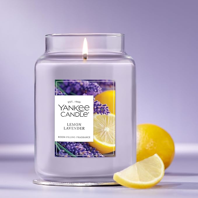 Yankee Candle Lemon Lavender Scented Candle, 22oz Large Jar with up to 150 Hour Burn Time, Giftable, Birthdays - Bloomnest