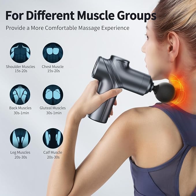Massage Gun Deep Tissue, Silent Brushless Motor and Portable Massage Gun with 4 Interchangeable Heads for Deep Muscle Relief and Relaxation, Relax Gift - Bloomnest