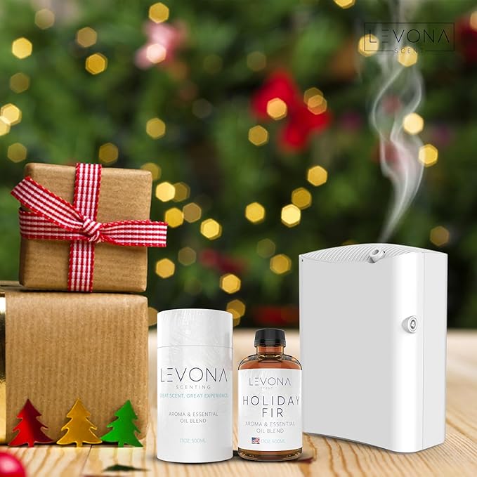 Levona Scent Essential Oil - Fresh Aroma for Home, Office, Hotel & Spa, Perfect in Humidifiers and Diffusers, Luxury Fragrance, with Sandalwood, Amber, Winter Fir Notes - 500ml/ 17 fl oz, Holiday Fir LEVONASCENT