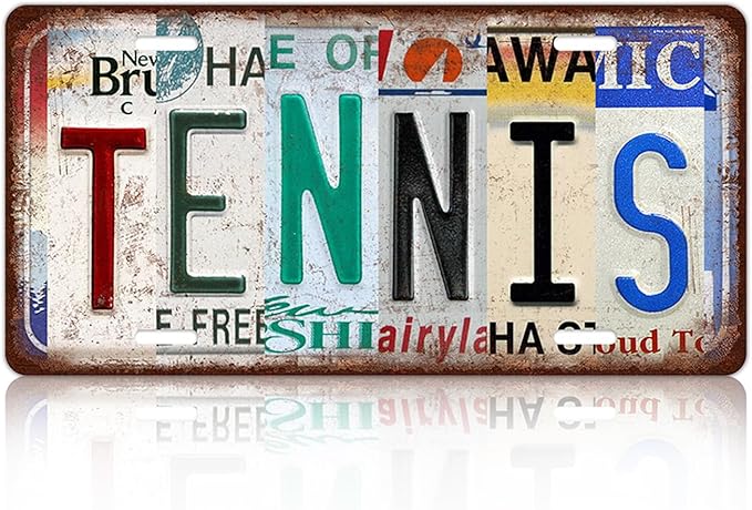 Vintage Sport Metal Tin Sign Tennis License Plate Wall Decor for Home Cafe Bar Pub 12 x 6 Inches - Bloomnest