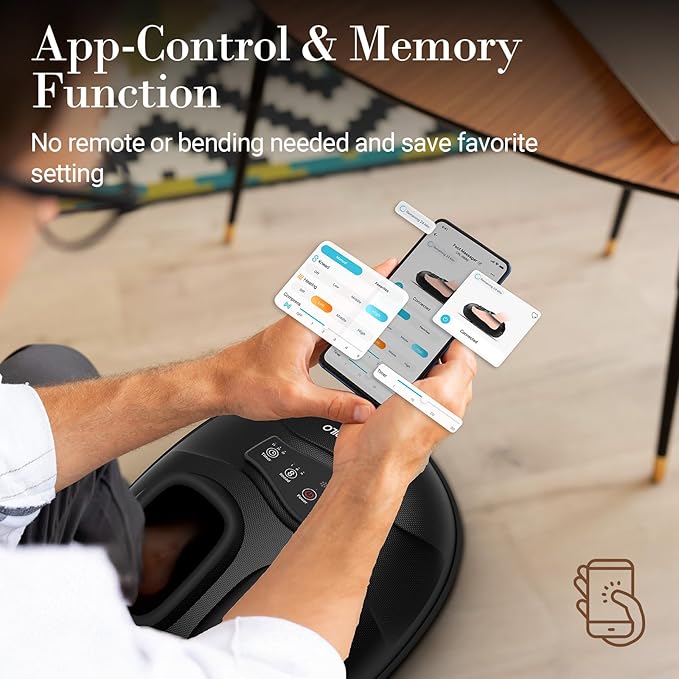 Shiatsu Foot Massager with Heat - Upgraded Foot Kneading Massage with App Control,Feet Massager for Plantar Fasciitis & Neuropathy Pain,Adjustable Compression & Heat,Fits Size Up to 13" - Bloomnest