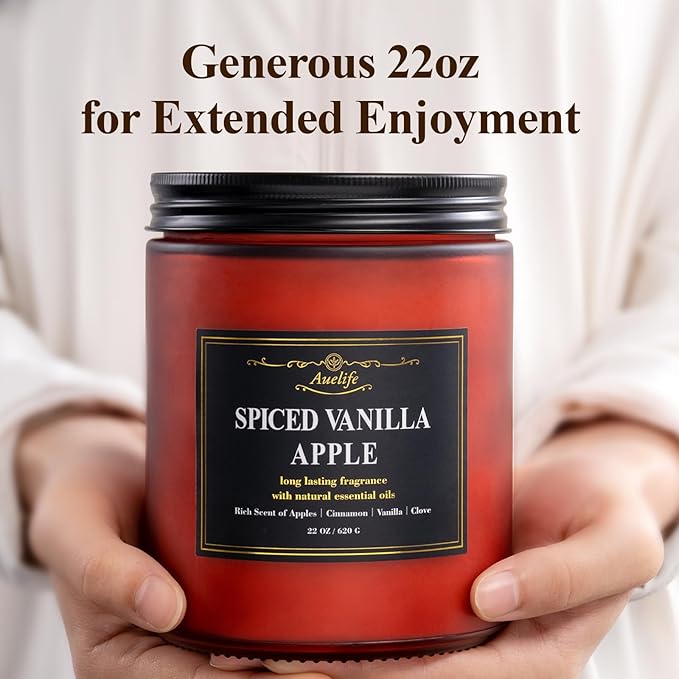 Auelife Creamy Vanilla Scented Candle – 22oz Large 3-Wick Soy Candle, Sweet Long Lasting Fall Candles for Home, Cozy Autumn Candles, Relaxing Gifts for Women & Men - Bloomnest
