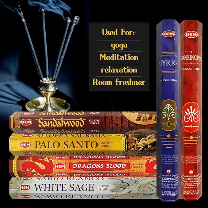 Hem Incense Sticks Variety Pack #31 and Incense Stick Holder Bundle with 6 Classic Fragrances - Bloomnest