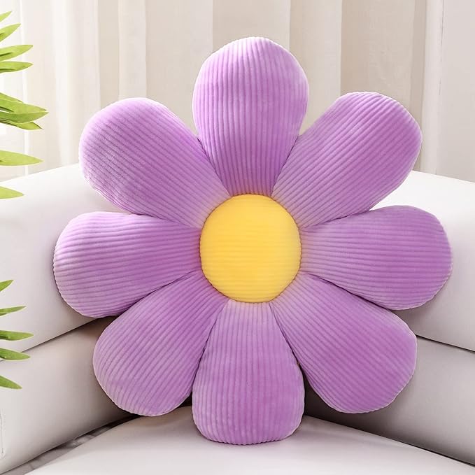 Sioloc Flower Pillow - Shaped Throw Pillow Butt Cushion, Seating Cushion, Cute Room Decor & Plush Pillow for Bedroom Sofa Chair (Lavender, 29.5'') - Bloomnest