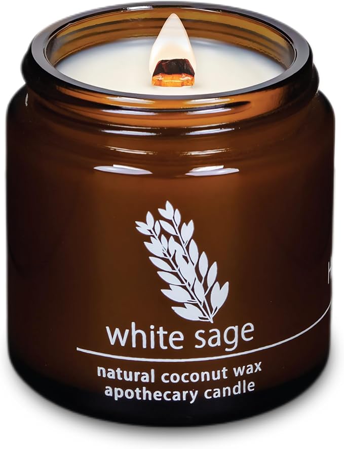 Hemlock Park Crackling Wood Wick Candle Handcrafted with Natural Coconut Wax (Small 4 oz, Sage) - Bloomnest