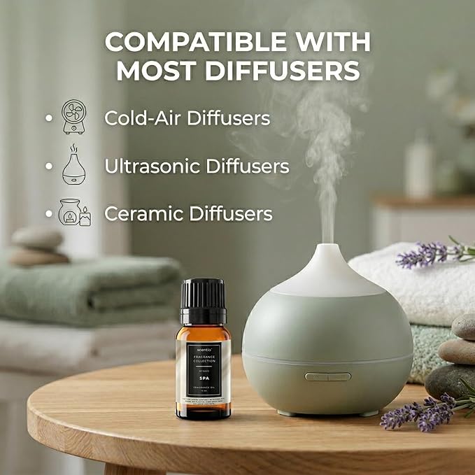 Scentia HF2200 Diffuser Oil – Clean Spa Fragrance Oil for Diffusers Inspired by Dream Walk Hotel Spa Scent, Luxury Home Fragrance Oil for Aromatherapy, Candle Making & DIY – 10 ml Scentia