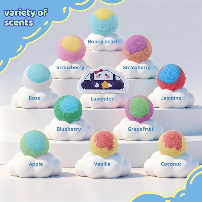 Bath Bombs for Kids with Toys Inside for Girls Boys - 11 Pack Bath Bombs Gift Set with Surprise with Surprise Toys | Kids Safe Bubble Bath Fizzy Balls Halloween Christmas Birthday Gift Kit - Bloomnest
