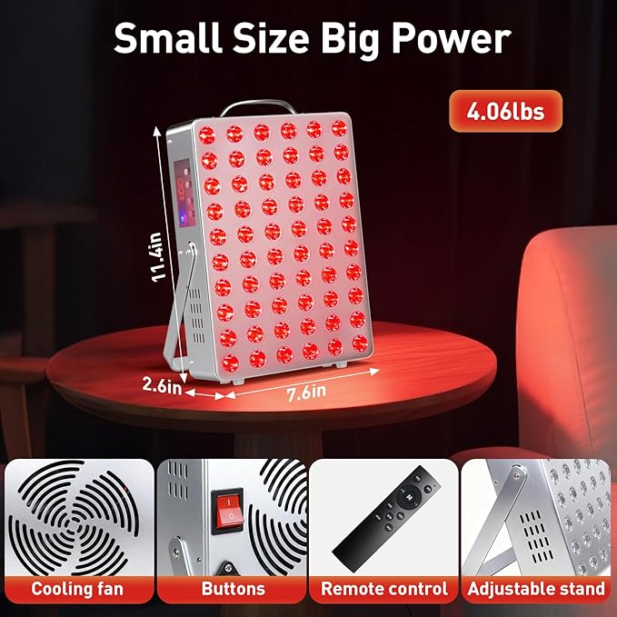 Cholas Red Light Therapy Panel for Face and Body, 150W with 60 Dual Chip LEDs, 660nm Red Light and 850nm Near Infrared, 3 Modes Adjustable Brightness and Timer, for Skincare and Relaxation (Silver) Cholas