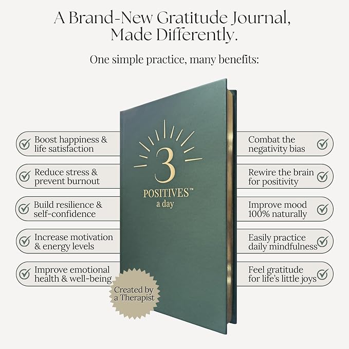 3 Positives a Day™ – One-Year Journal for Daily Mindfulness, Gratitude & Happiness | Therapist-Created | Evidence-Based Practice with Weekly Well-Being Tips | Undated I Gratitude Journal Gifts for Women & Men 2026 - Bloomnest